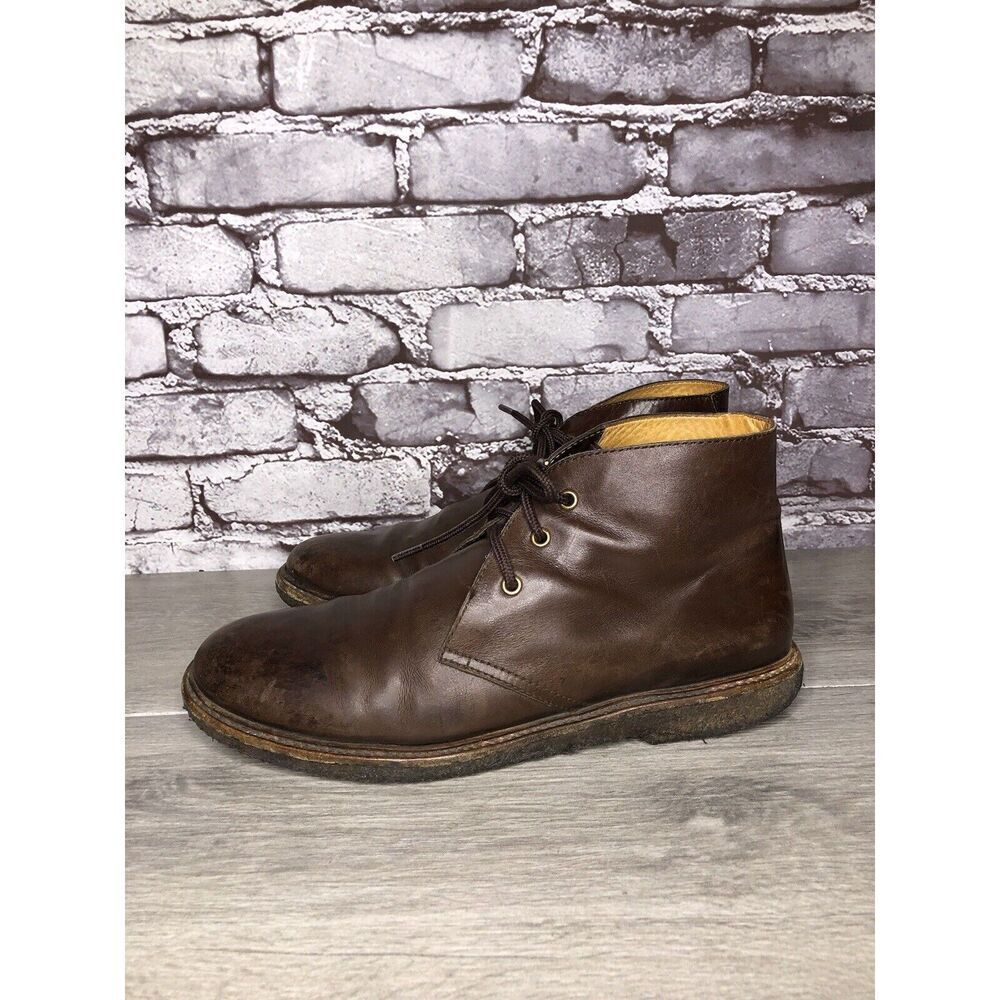A.P.C Brown Leather Chukka Lace Up Ankle Boots Gum Soles Men Sz 42EU/9M US